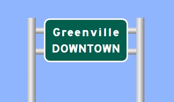 Sign Maker image of Greenville Downtown exit sign at end of I-587 East