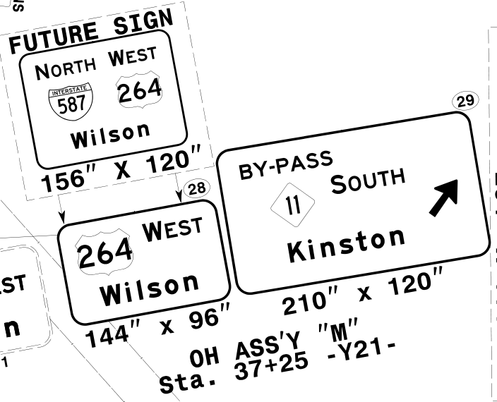 NCDOT I-587 sign plan at NC 11 Greenville Bypass, 2019