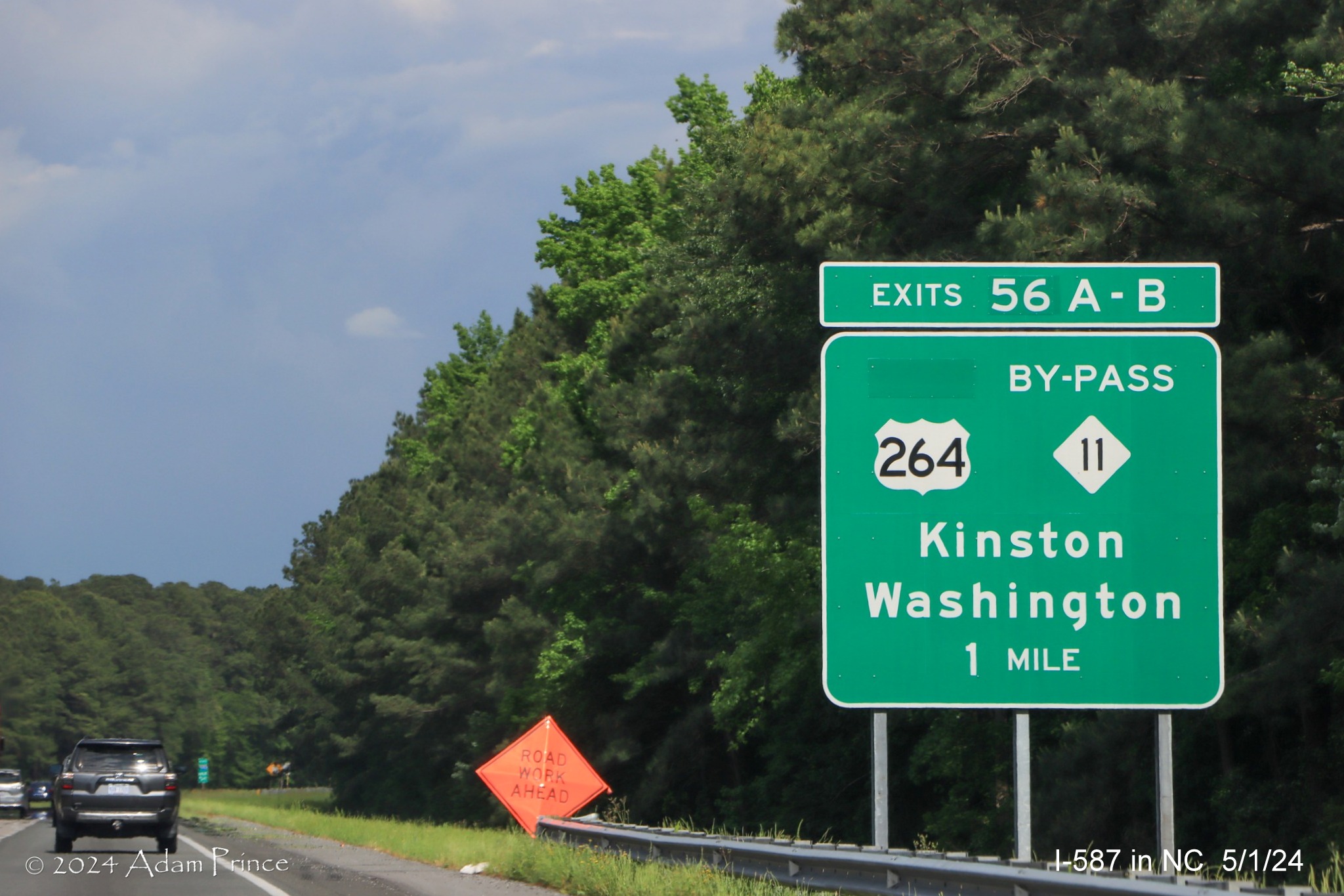 Image of US 264.NC 11 Greenville Bypass now with North for US 264 covered up, by Adam Prince, May 2024