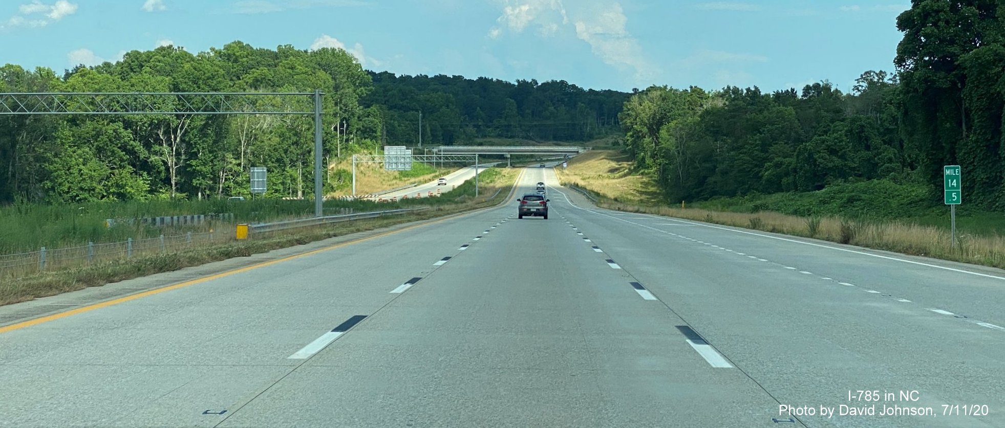 Image of I-785 South lanes just after US 29 interchange, by David Johnson July 2020