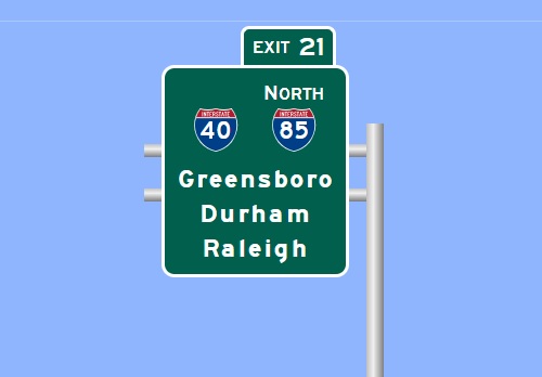 Sign Maker image of I-40/I-85 North exit on I-785/Greensboro Loop South, made in January 2023