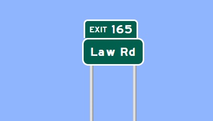 Sign Maker image of Law Road exit sign on US 29 (Future I-785) in Eden, made in January 2023