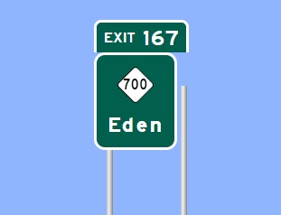 Sign Maker image of NC 700 exit sign on US 29 (Future I-785) in Eden, Made in January 2023