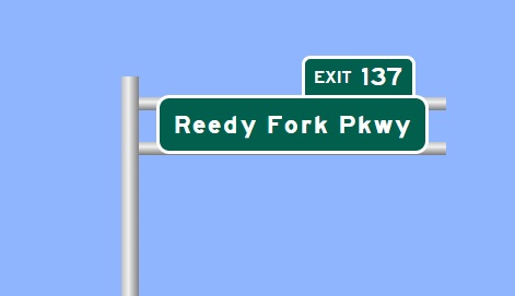 Sign Maker image of Reedy Fork Parkway sign, made January 2023