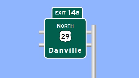 Sign Maker image of US 29 North exit sign on I-785 North/Greensboro Loop, made in January 2023
