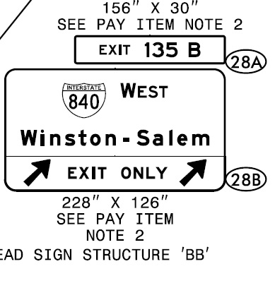 NCDOT plan image of future I-840 West exit sign to be installed after completion of the Greensboro Urban Loop in January 2023