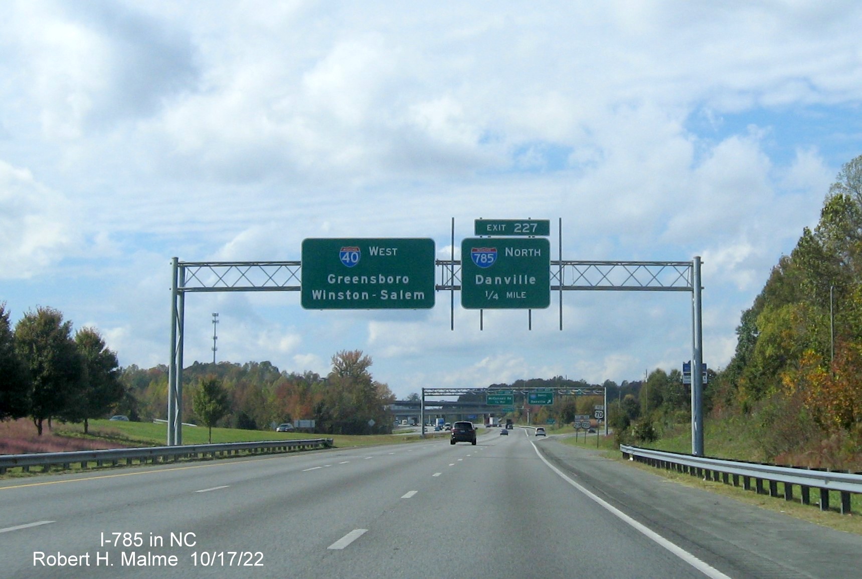 Image of I-785 North ramp sign at on I-40 West at Greensboro Urban Loop, October 2022