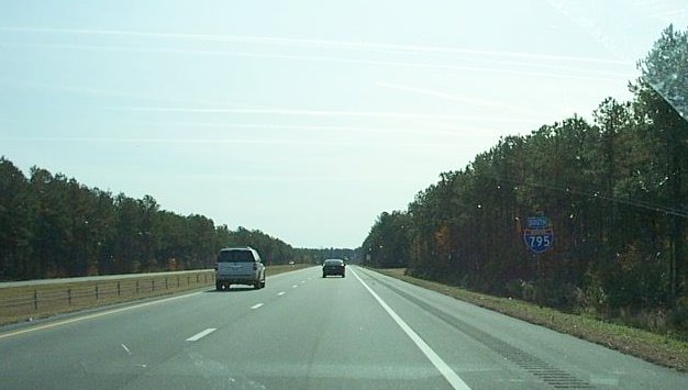 Photo of exit signage along US 264 East portion of I-795 in Dec. 2007