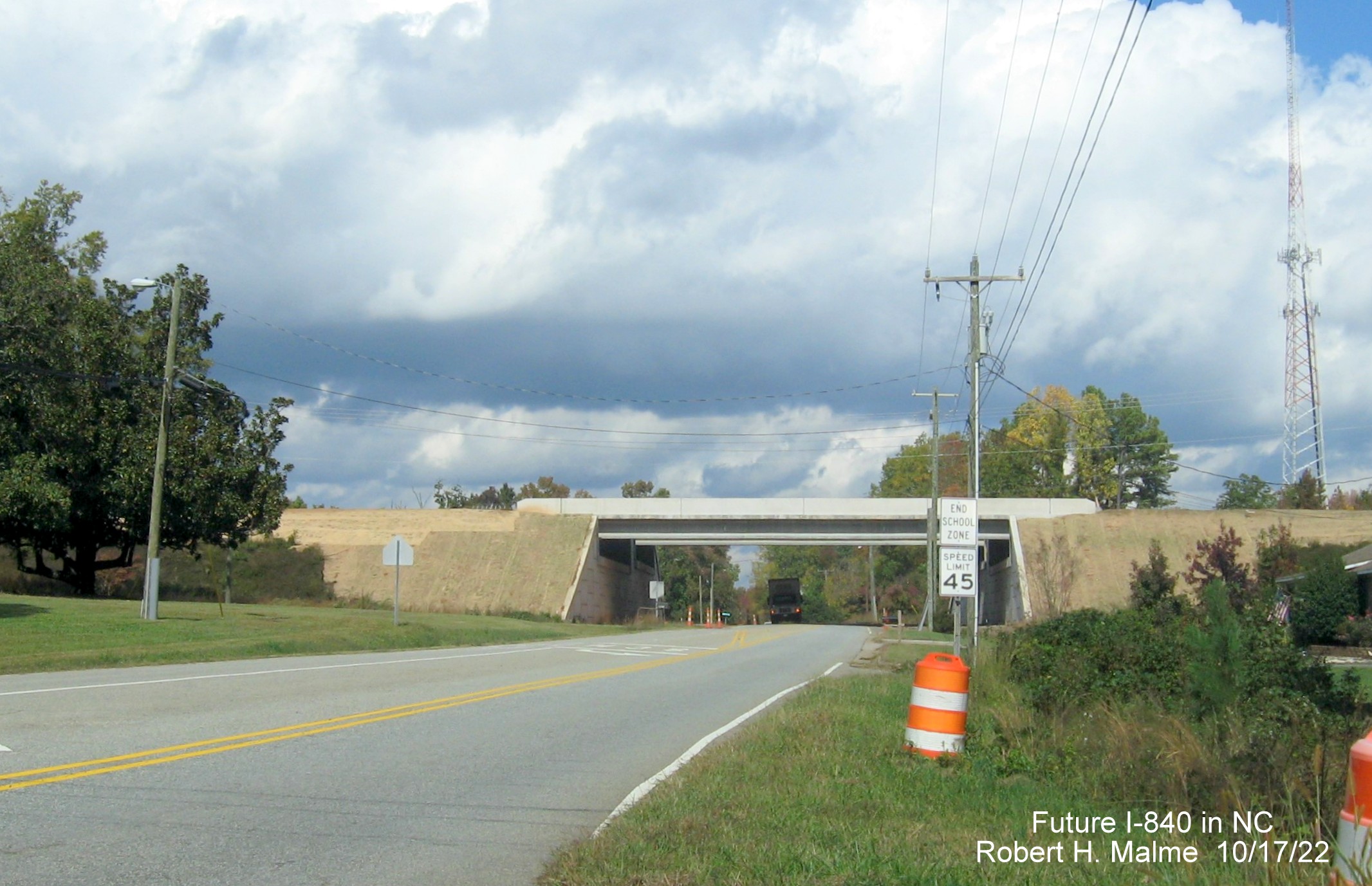 Image of future Greensboro Loop bridge over Lees Chapel Road, October 2022