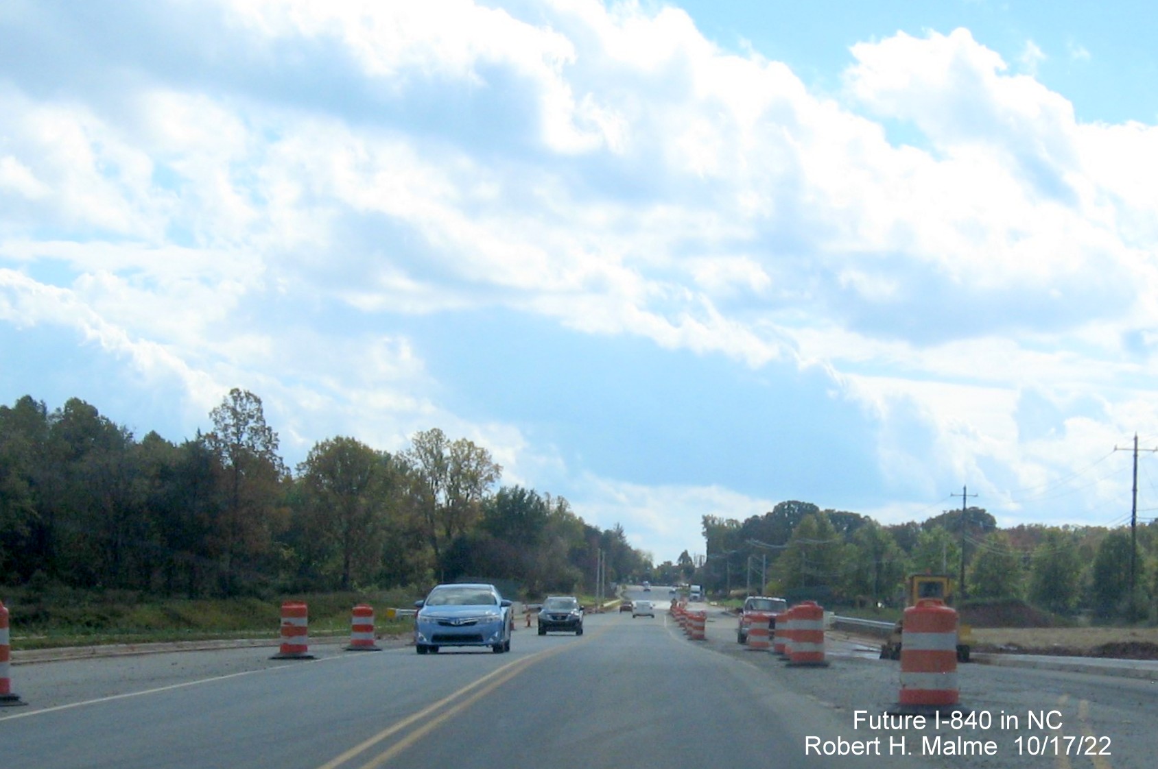 Image of widening of Yanceyville Street prior to new Yanceyville Street bridge over Greensboro Urban Loop, October 2022