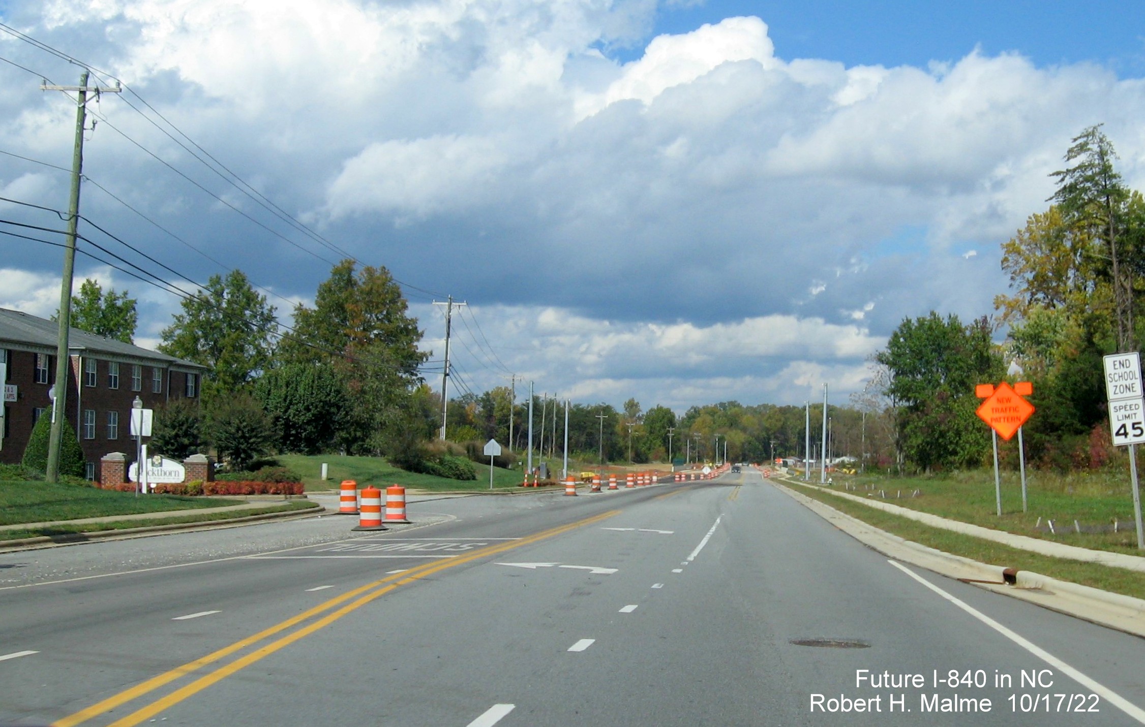 Image of Yanceyville Street headed north near future I-840 East off-ramp from Greensboro Urban Loop, October 2022