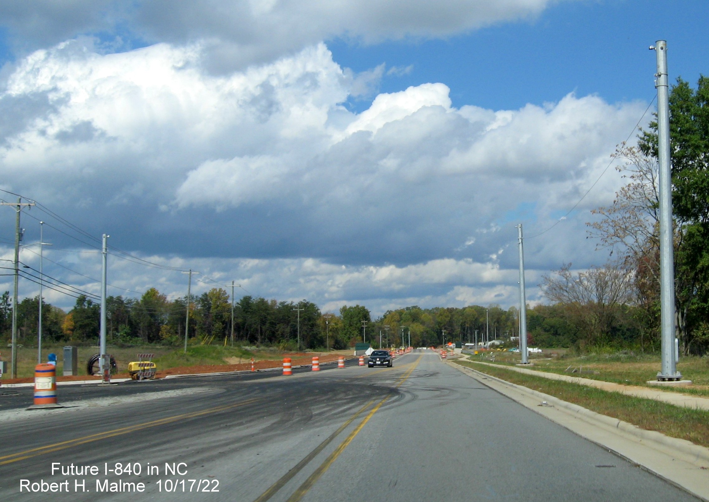 Image of Yanceyville Street headed north toward Greensboro Urban Loop/I-840 bridge, October 2022