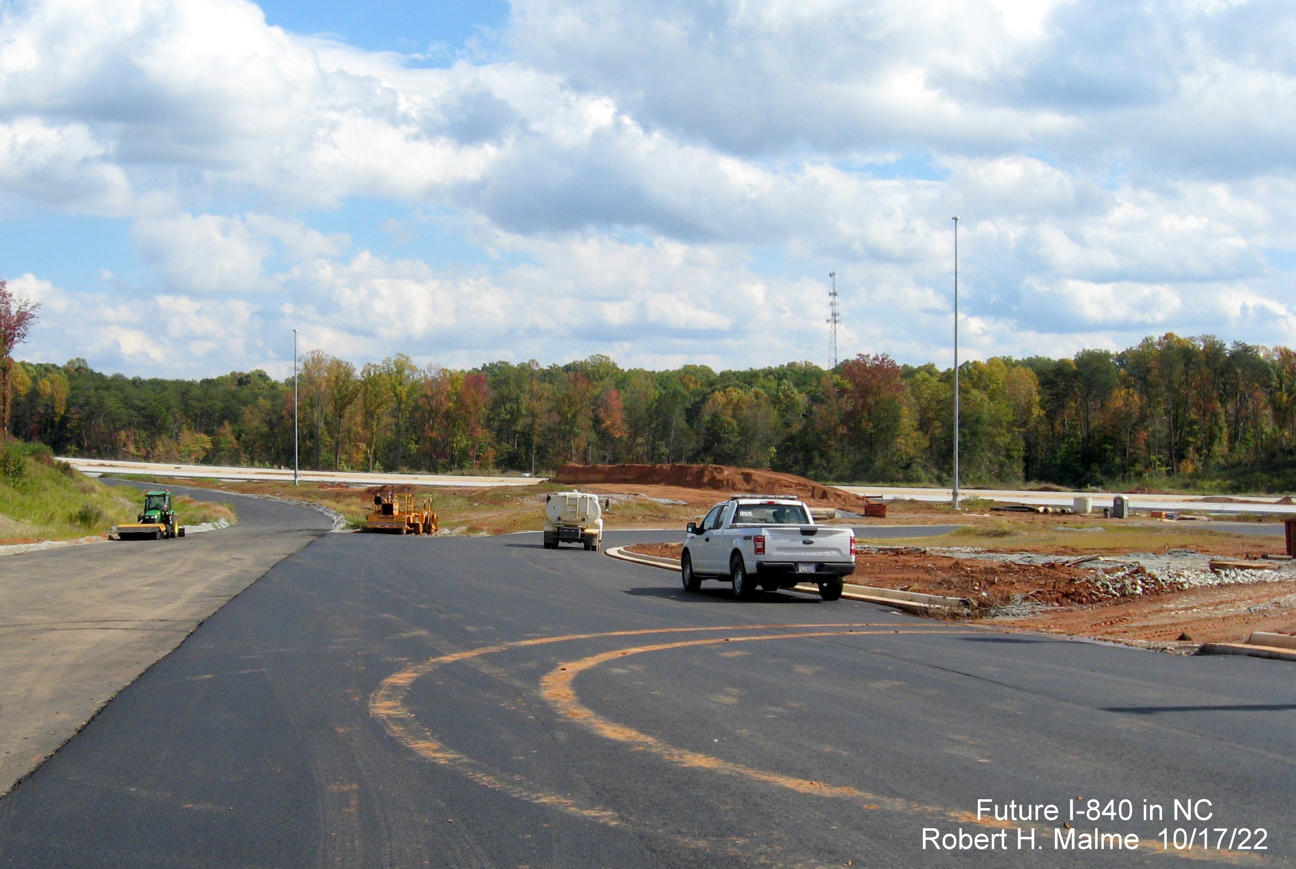 Image of paving along future I-840 West/Greensboro Urban Loop ramps to Yanceyville Street, October 2022