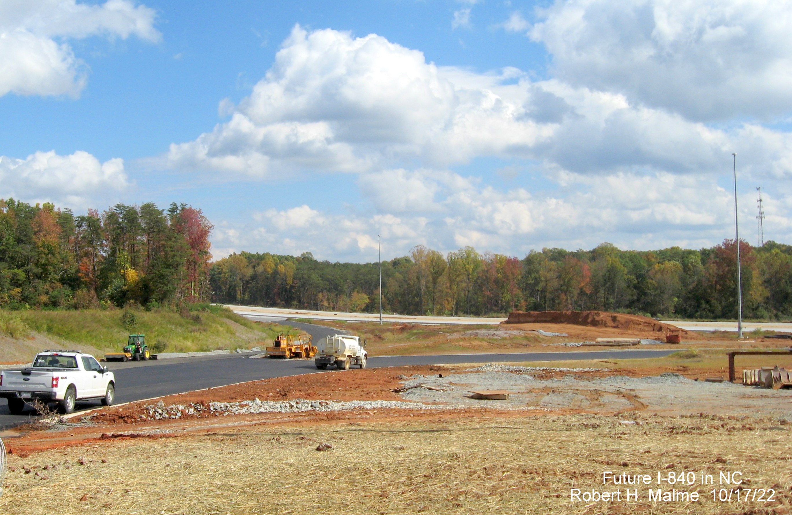 Image of paving along future I-840 West/Greensboro Urban Loop ramps from Yanceyville Street, October 2022