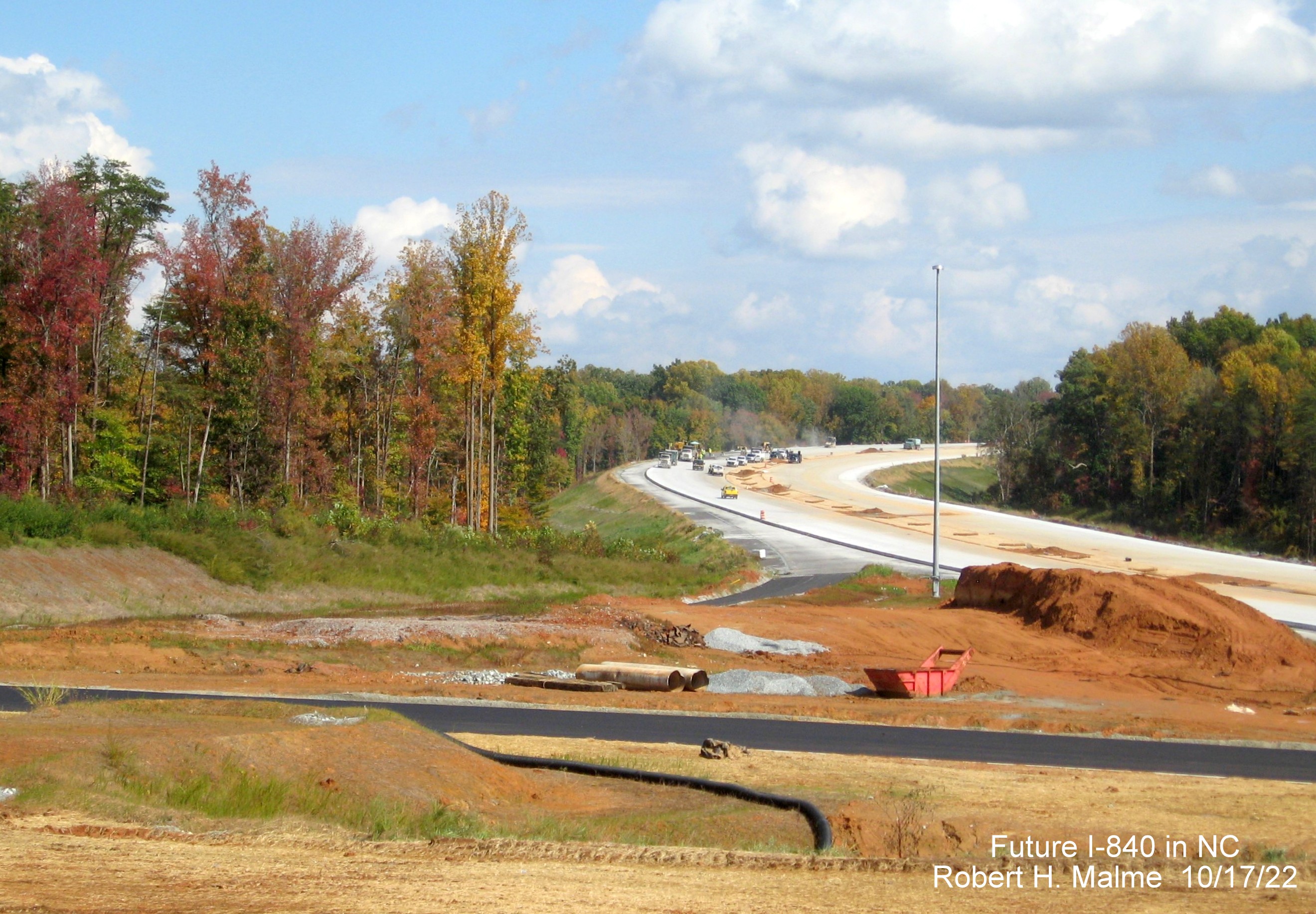 Image of looking east along Greensboro Urban Loop/Future I-840 from Yanceyville Street bridge, October 2022