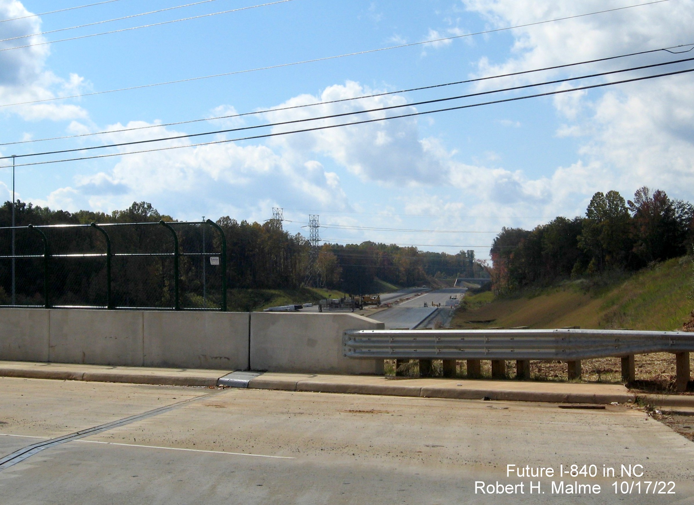 Image looking west along future I-840 West/Greensboro Urban Loop at Yanceyville Street bridge, October 2022