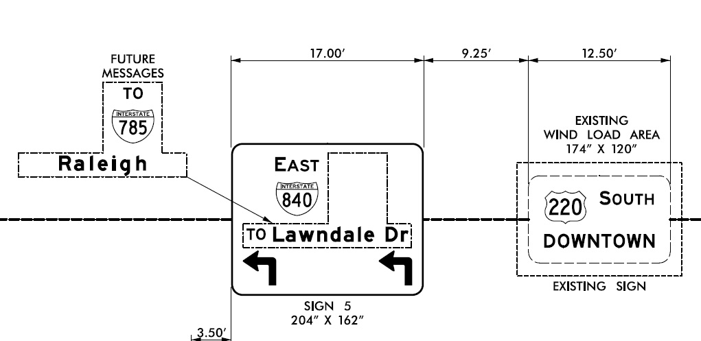 Sign plans for rampt from US 220 South to East I-840 in Greensboro, from NCDOT
