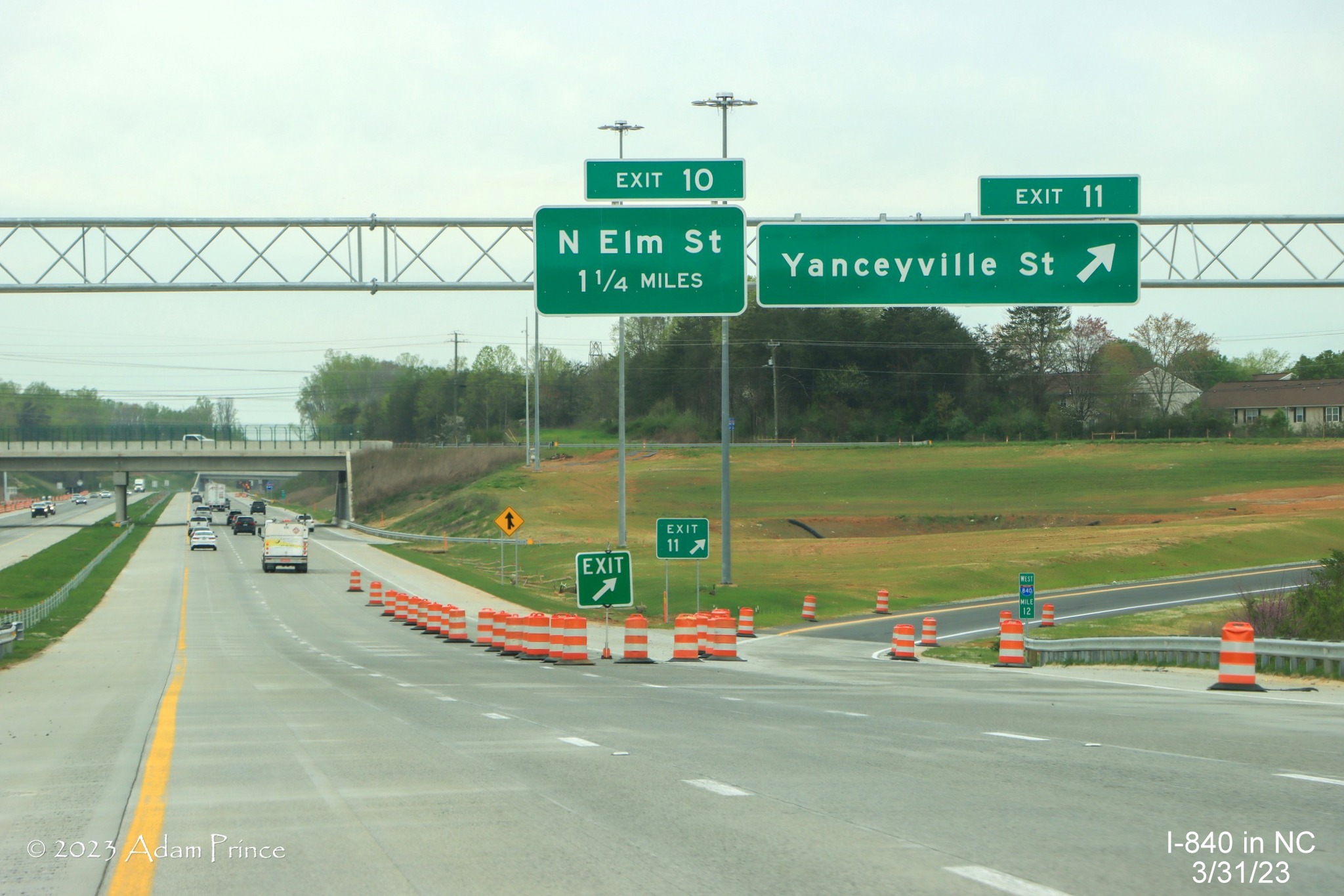 Image of sign on new section of Greensboro Loop on I-840 West, Adam Prince,  March 2023