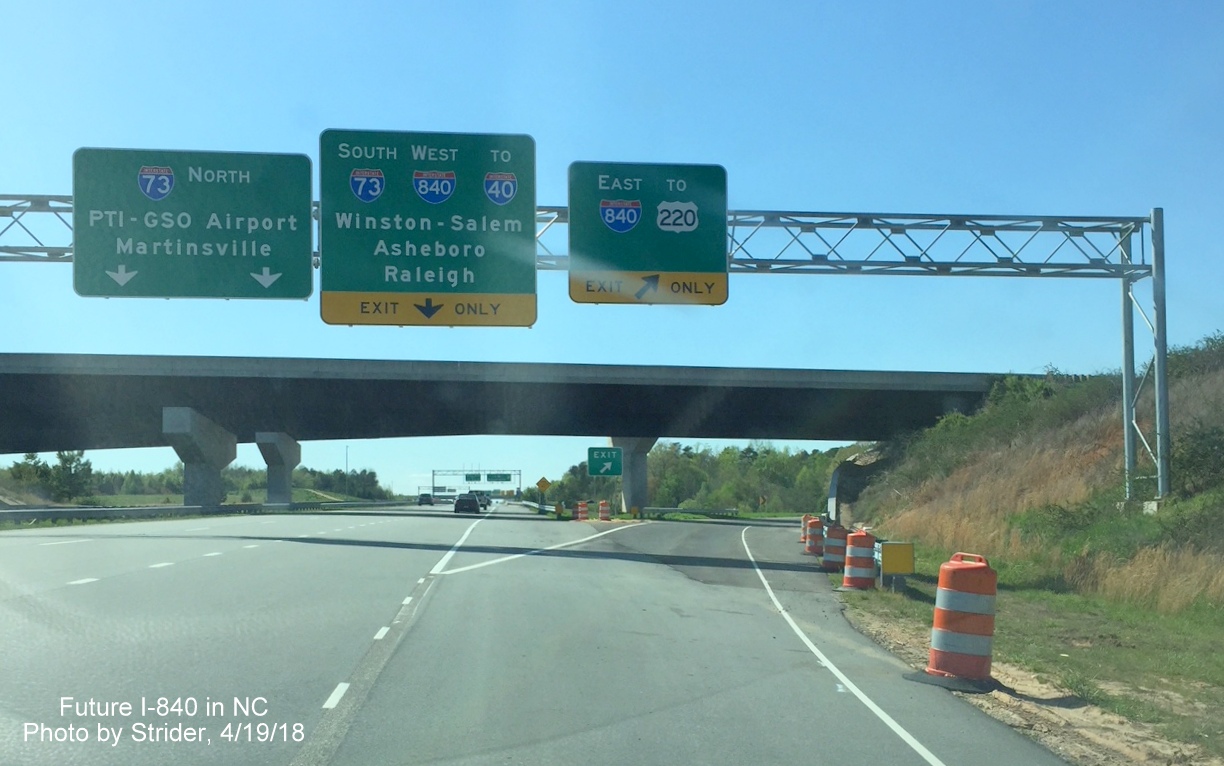 Image of signage for newly opened ramp to I-840 East from Bryan Blvd at Greensboro Loop, by Strider