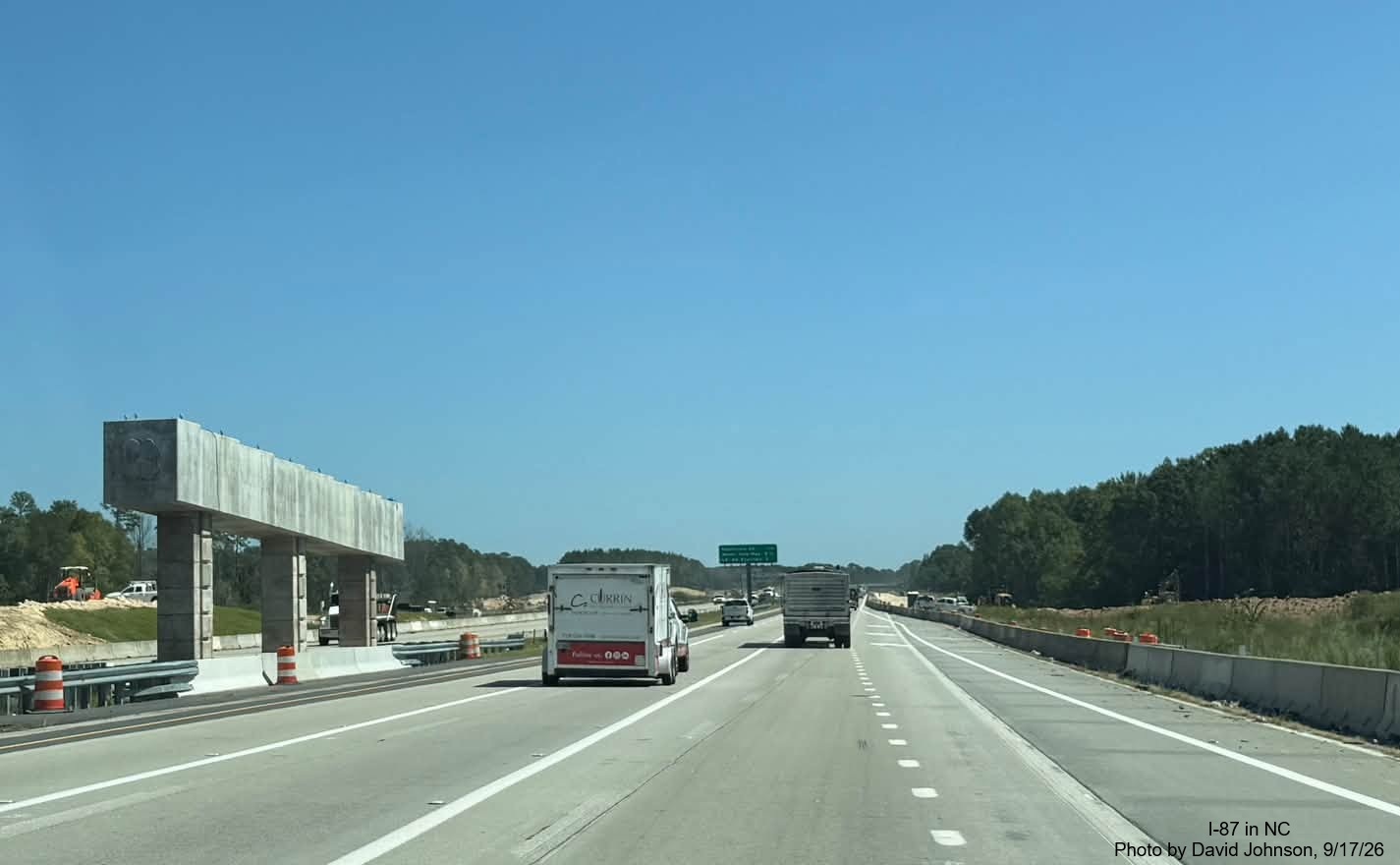 Image of new bridge support in median of I-87/Knightdale Bypass for future NC 540
		  lanes in Raleigh, by David Johnson