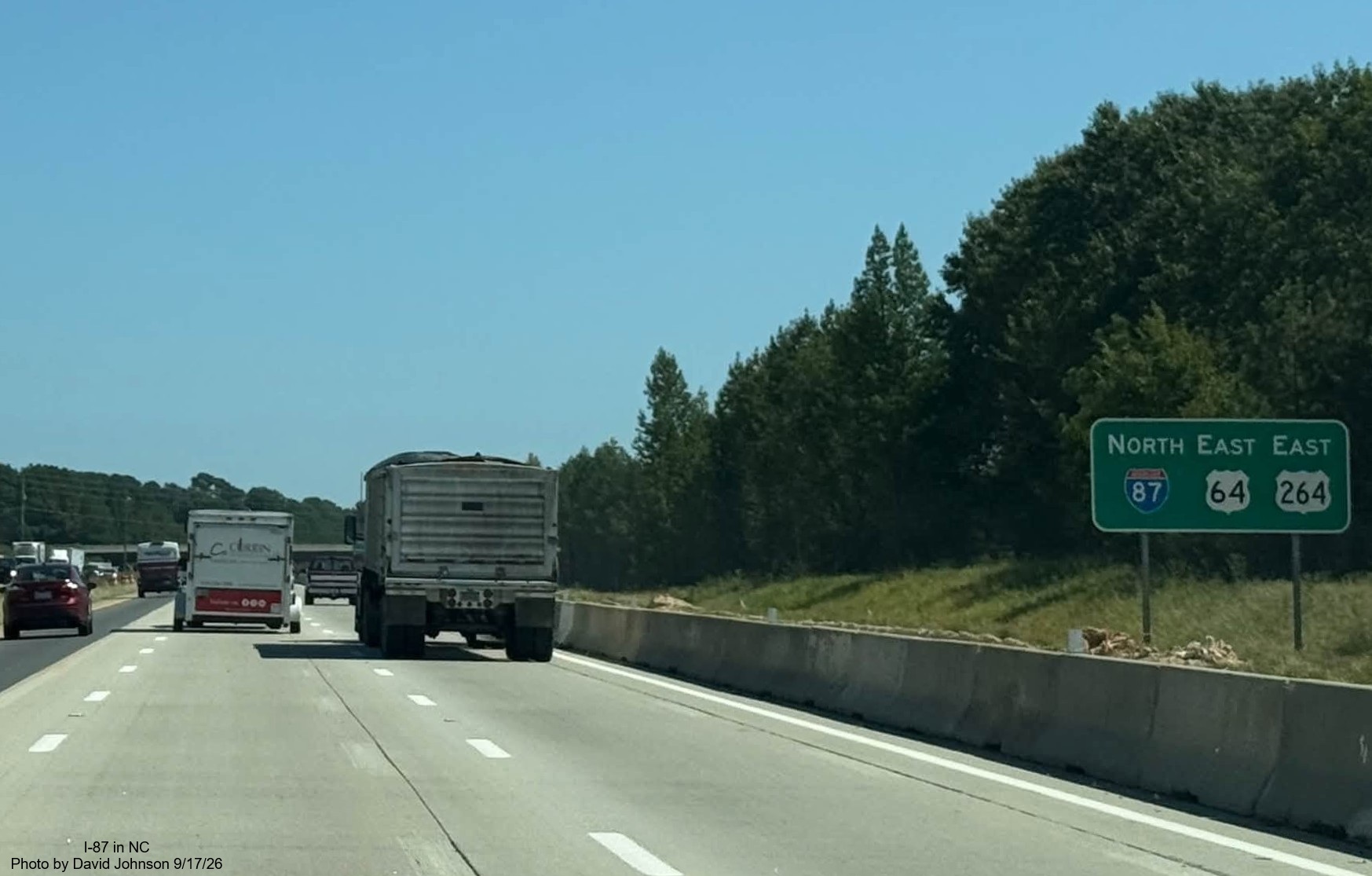 Image of new lane being built for NC 540 exit ramp on I-87 North/Knightdale Bypass 
		  in Raleigh, by David Johnson September 2026