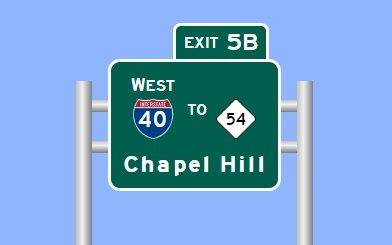 Sign Maker image of I-40 West exit sign on future I-885 South in Durham