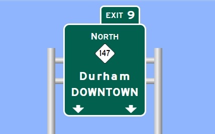 Sign Maker image of North NC 147 exit on future I-885 North Durham Freeway