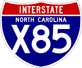 NC Interstate X85 Shield Image, from Shields Up!
