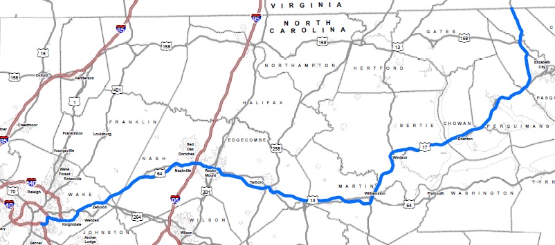 Image of proposed I-87 corridor from NCDOT AASHTO May 2016 Application